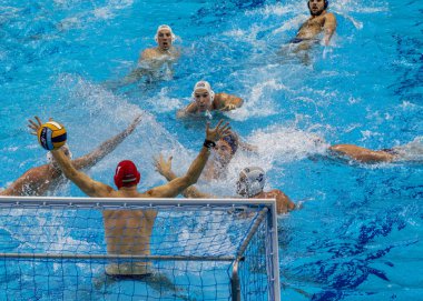 Budapeşte Macaristan 26 Ocak 2020: 34. Avrupa sutopu şampiyonası Macaristan - İspanya altın madalya. Macaristan 2020 Avrupa Şampiyonası Altın Madalyası aldı.. 