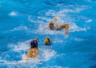 Budapeşte Macaristan 26 Ocak 2020: 34. Avrupa sutopu şampiyonası Macaristan - İspanya altın madalya. Macaristan 2020 Avrupa Şampiyonası Altın Madalyası aldı.. 