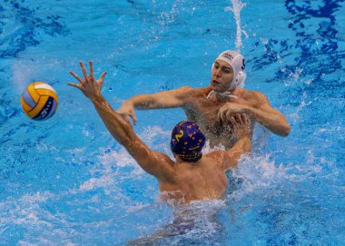 Budapeşte Macaristan 26 Ocak 2020: 34. Avrupa sutopu şampiyonası Macaristan - İspanya altın madalya. Macaristan 2020 Avrupa Şampiyonası Altın Madalyası aldı.. 