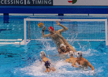 Budapeşte Macaristan 26 Ocak 2020: 34. Avrupa sutopu şampiyonası Macaristan - İspanya altın madalya. Macaristan 2020 Avrupa Şampiyonası Altın Madalyası aldı.. 