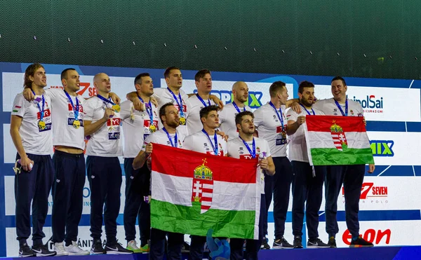 Budapeszt Węgry Sty 2020 Mistrzostwa Europy Polo Wodnym Węgry Hiszpania — Zdjęcie stockowe