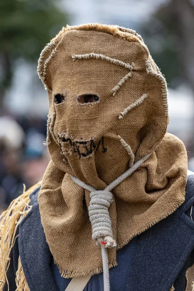 Uczestnicy Festiwalu Buso Kończą Dzień Przed Środą Popielcową Ludzie Tradycyjnych — Zdjęcie stockowe