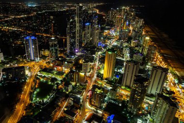 Calgary şehir merkezi, gece gökyüzü, Alberta, Kanada