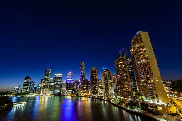 Brisbane Queensland Ausztrália 2019 Január Story Bridge Város Felhőkarcolói Világítottak — Stock Fotó