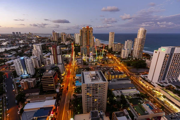 Vista Cidade Gold Coast Noite Queensland Austrália — Fotografia de Stock