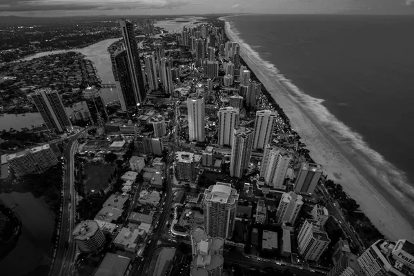 Pohled Zlaté Pobřeží Město Noci Queensland Austrálie — Stock fotografie