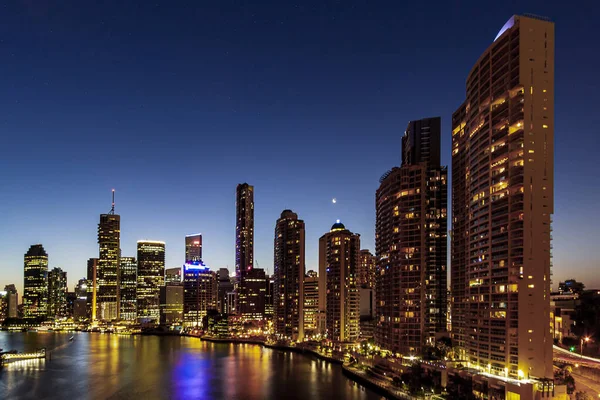 Brisbane Queensland Australia January 2019 Story Bridge City Skyscrapers Lit — Stock Photo, Image