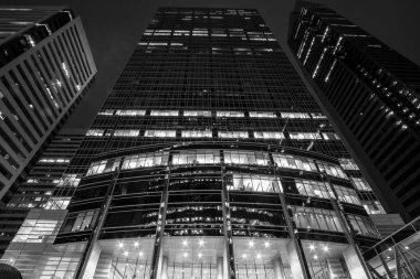 Calgary şehir merkezi, gece gökyüzü, Alberta, Kanada