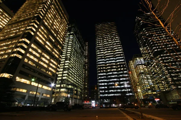 Centrala Calgary Skyline Natten Alberta Kanada — Stockfoto