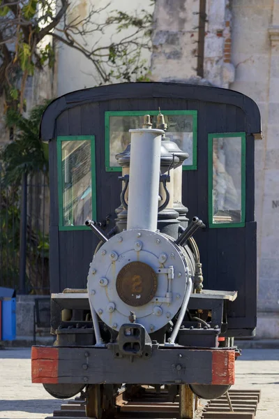 Havana Cuba Locomotiva Antiga Exibida Plaza Armas — Fotografia de Stock