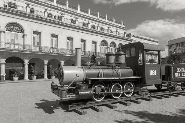 Havana Cuba Oude Locomotief Tentoongesteld Plaza Armas — Stockfoto