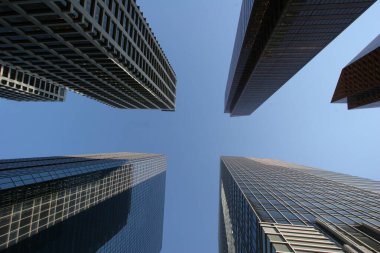 Calgary 'nin şehir merkezindeki gökdelenler manzaralı. - Kanada