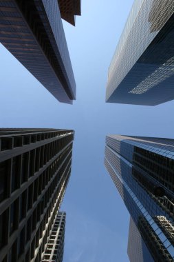 Calgary 'nin şehir merkezindeki gökdelenler manzaralı. - Kanada