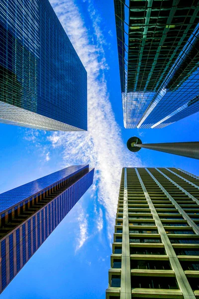 看到卡尔加里的市中心有摩天大楼 加拿大 — 图库照片