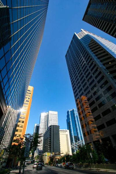 Vista Centro Calgary Com Arranha Céus Canadá — Fotografia de Stock