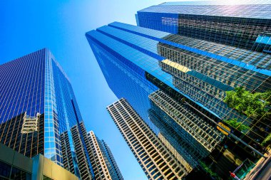Calgary 'nin şehir merkezindeki gökdelenler manzaralı. - Kanada