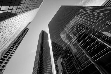 Calgary 'nin şehir merkezindeki gökdelenler manzaralı. - Kanada