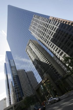 Calgary 'nin şehir merkezindeki gökdelenler manzaralı. - Kanada