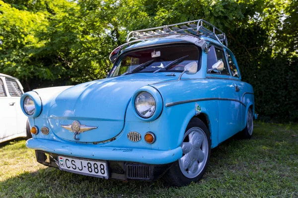 Kiskunlachaza Hungria Jun 2019 Vintage Car Show Trabant East German — Fotografia de Stock