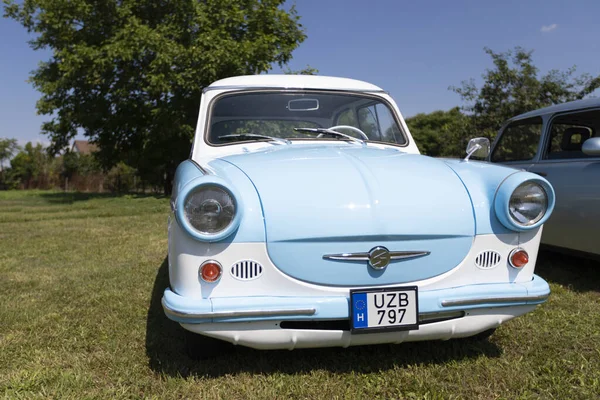 Kiskunlachaza Hongrie Juin 2019 Exposition Voitures Anciennes Trabant Voiture Est — Photo