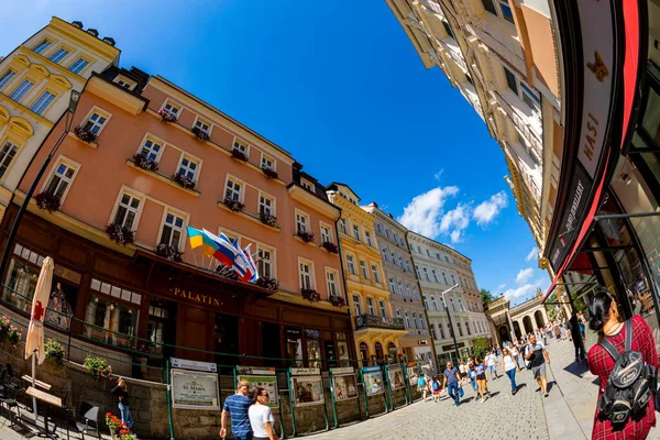 Karlovy Vary Csehország Aug 2019 Híres Város Nyugat Csehországban Nem — Stock Fotó