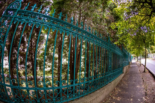 Schöner Blick Auf Den Schmiedeeisernen Zaun Des Parks — Stockfoto