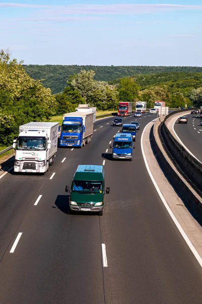 Hungria Perto Budapeste Maio 2020 Vista Aérea Viaduto Tráfego Rodovia — Fotografia de Stock