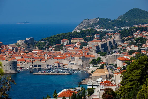 Dubrovnik Kroatien Panoramautsikt Från Hamnens Sluttning Och Omgivande Kullarna — Stockfoto
