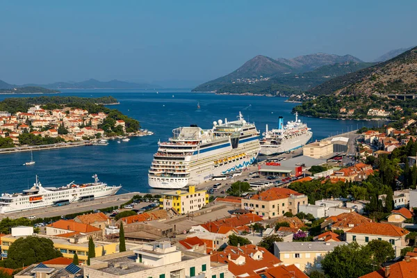 Dubrovnik West Harbour Croácia Setembro 2019 Cruzeiros West Harbor Vista — Fotografia de Stock