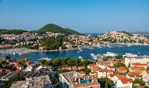 Dubrovnik West Harbour Croácia Setembro 2019 Vista Panorâmica Encosta Porto — Fotografia de Stock