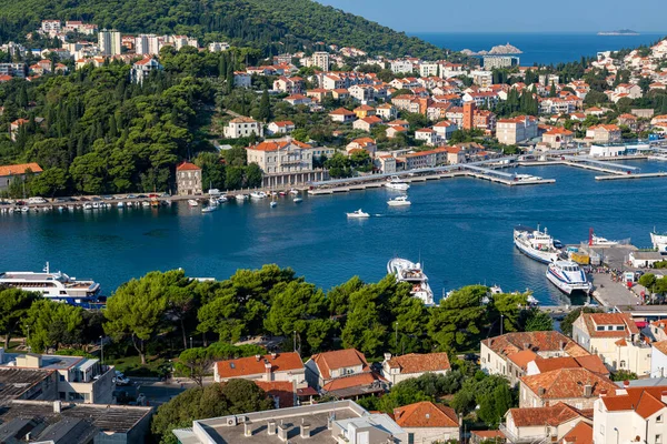 Dubrovnik West Harbour Croácia Setembro 2019 Vista Panorâmica Encosta Porto — Fotografia de Stock