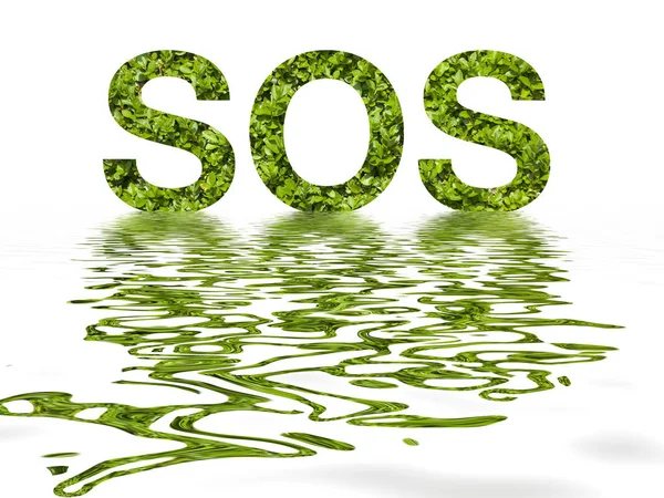 SOS letters made from leaves — Stock Photo, Image