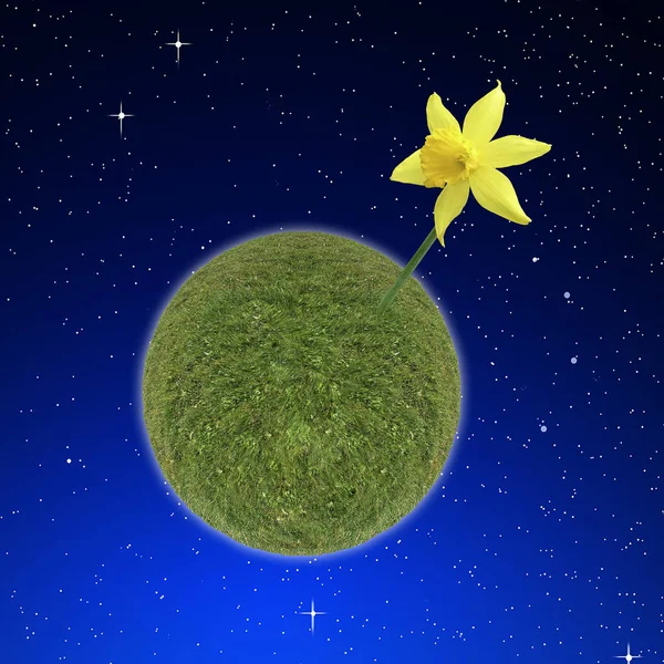 Ilustração de um planeta narciso — Fotografia de Stock