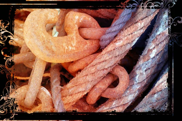 さびた金属ロープ — ストック写真