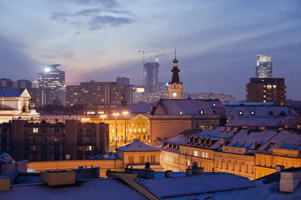 Warszawa stadsbilden på twilight — Stockfoto