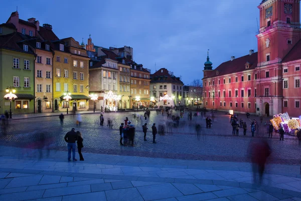 Warszawa by Night i gamla stan — Stockfoto