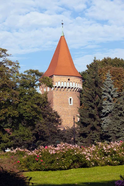 Pasamonikow Tower and Planty Park in Krakow — Stock Photo, Image