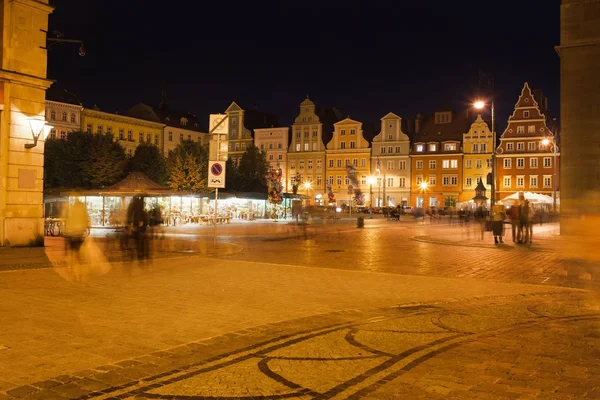 Piazza del Sale a Breslavia di notte — Foto Stock