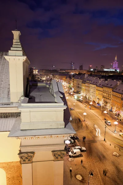 Warszawa på natten — Stockfoto