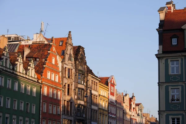 Miasto Wrocław stare panoramę miasta o zachodzie słońca — Zdjęcie stockowe