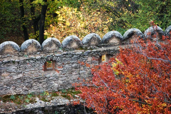 Стена замка осенью — стоковое фото