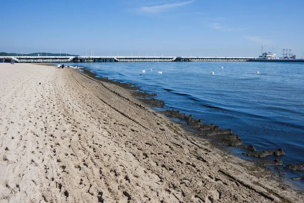 Baltic Sea Plajı ve iskelesi Sopot — Stok fotoğraf