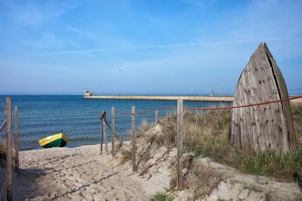 Hel plaża i molo nad morzem w Polsce — Zdjęcie stockowe