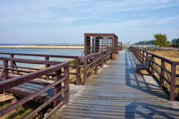 Promenádě Boardwalk Baltské moře na poloostrově Hel — Stock fotografie