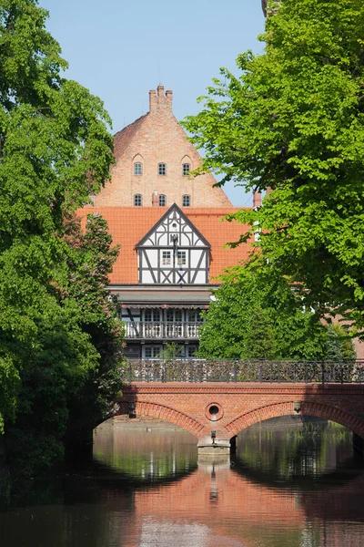 Bridge of Love and Miller House in Gdansk — Stock Photo, Image