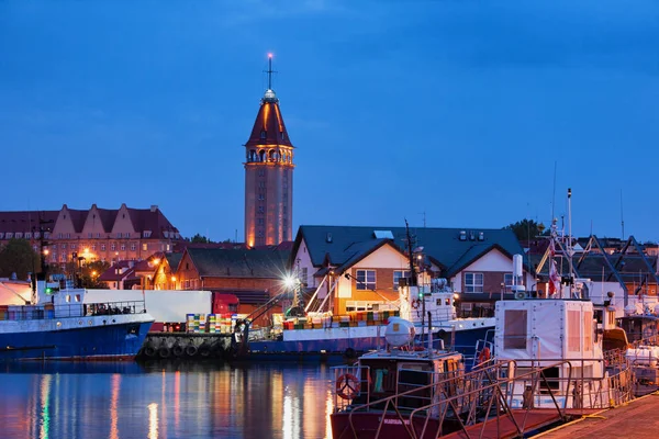 Wladyslawowo City Skyline and Port at Night — Stock Photo, Image