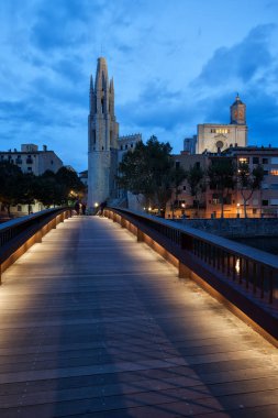 Sant Feliu Bridge and Basilica in Girona clipart