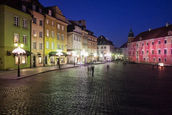 Vieille ville de Varsovie La nuit — Photo
