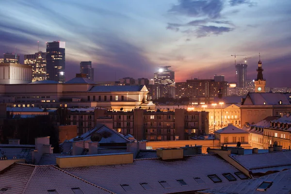 Warszawa Twilight stadsbilden — Stockfoto