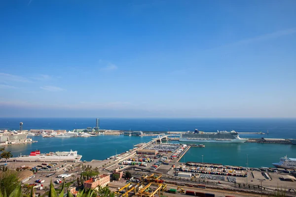 Port of Barcelona at Mediterranean Sea — Stock Photo, Image